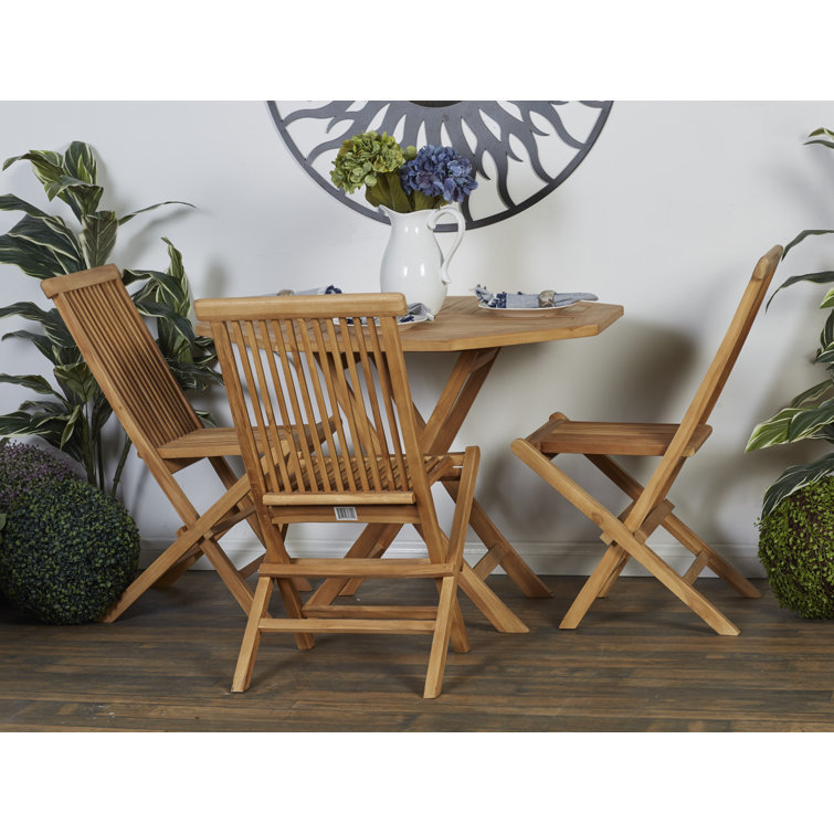 Highland Dunes Sisler 4 Person Octagonal Teak Outdoor Dining Set
